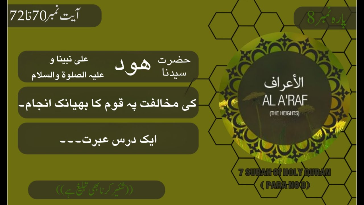 7 Surah Al A'raf ayat 070 to 072 | Dars e Quran | Mufti Fazal Ur #Rahman