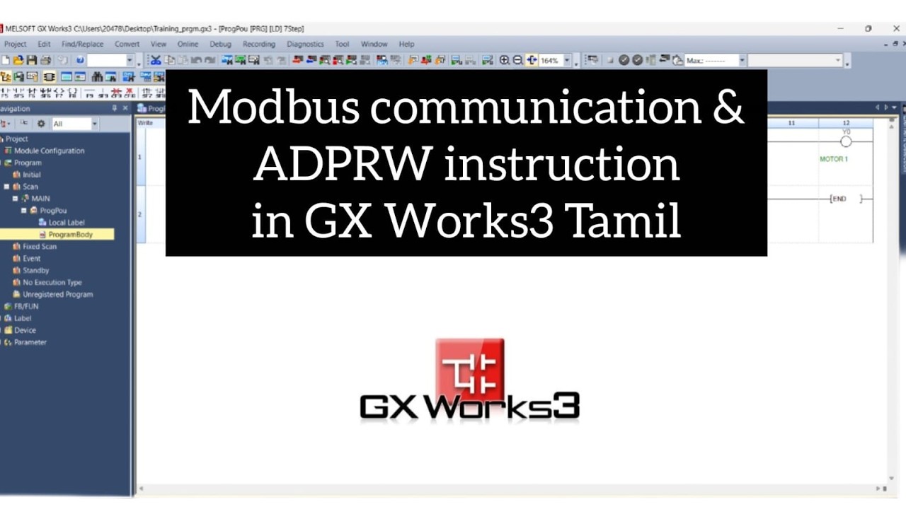 Modbus RTU communication | ADPRW Instruction in GX Works3 Tamil