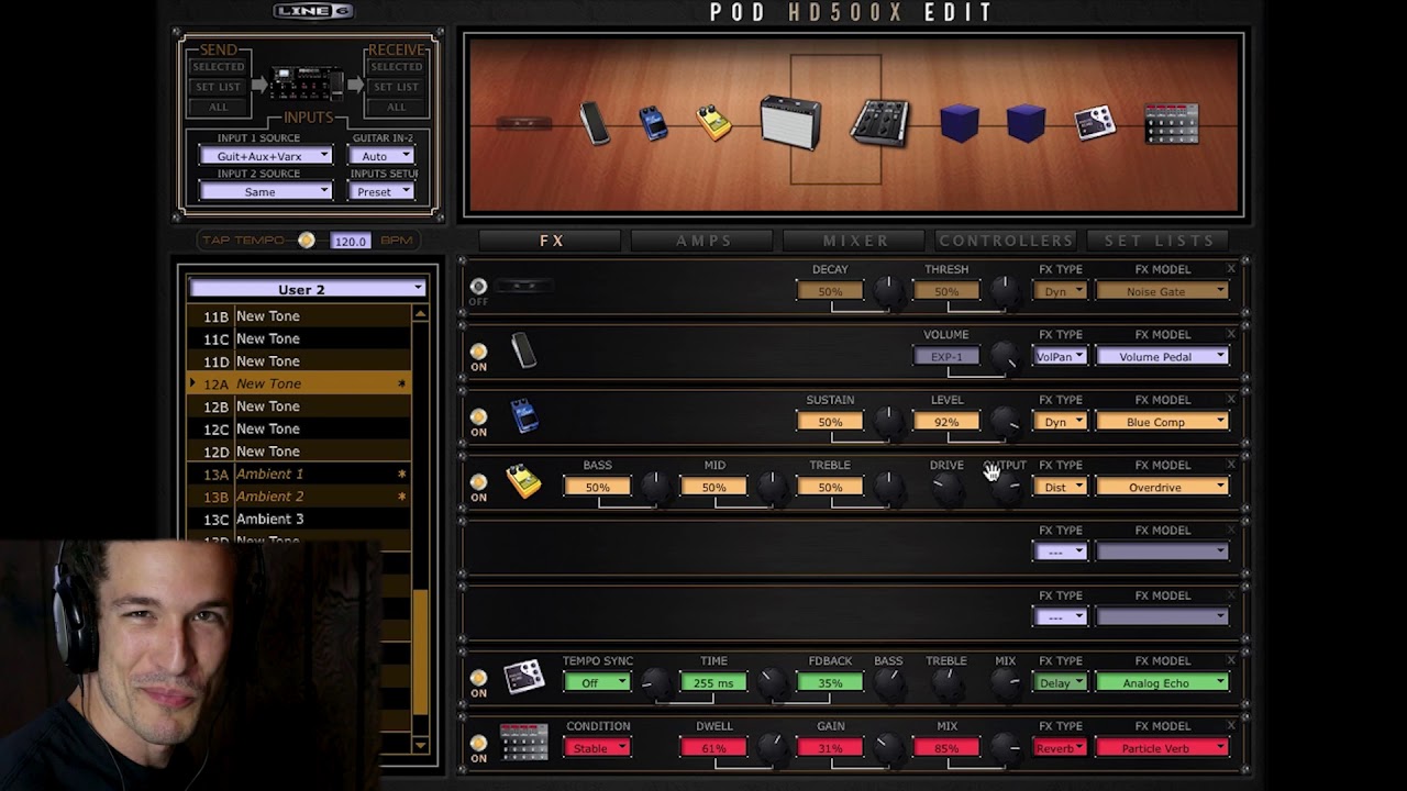 Эмбиентные гитарные звуки с Line 6 POD HD500x