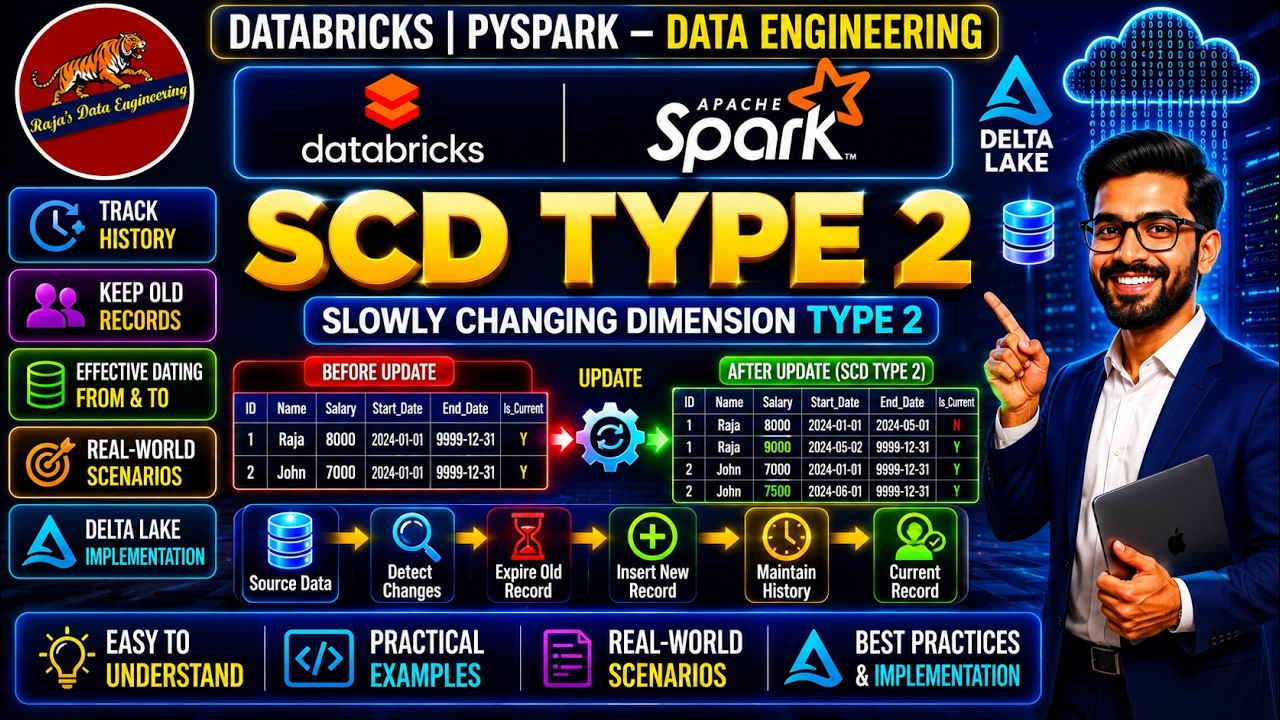 61. Databricks | Pyspark | Delta Lake : Slowly Changing Dimension (SCD Type2)