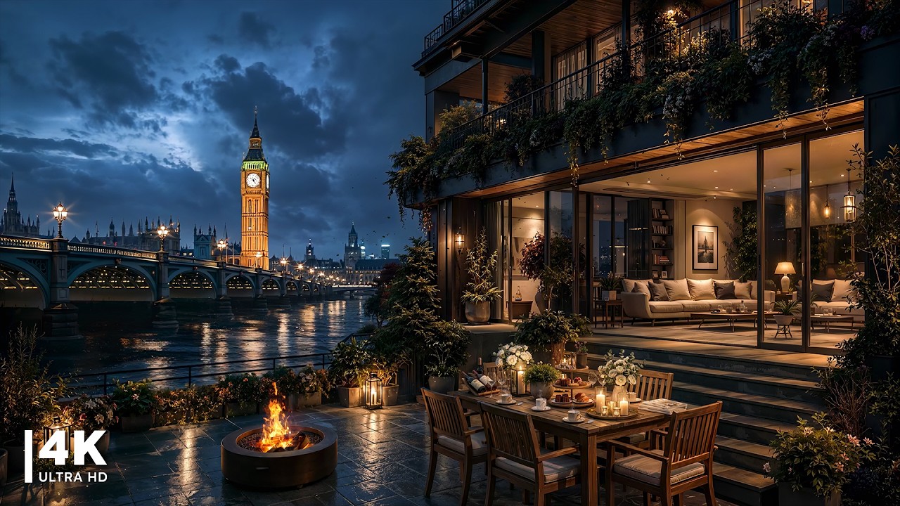 Relaxing Jazz BGM at Tranquil Riverside Apartment | Luxury Jazz Instrumental Music for Deep Sleep