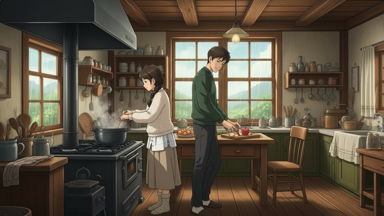 Rainy Day at Home | Cozy Ghibli-Style Kitchen with Warm Soup