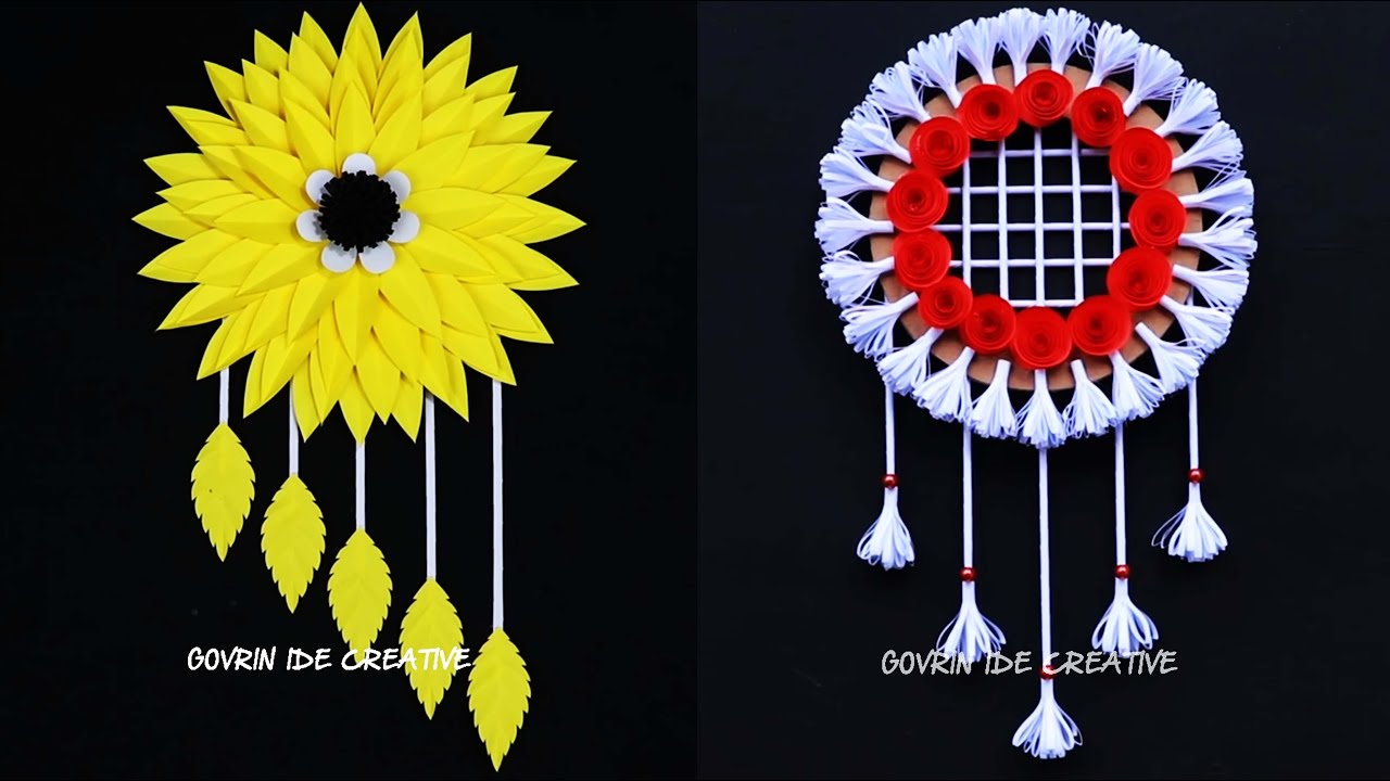 2 Beautiful Flower Wall Hanging / Paper Craft For Home Decoration /Easy flower making with paper DIY