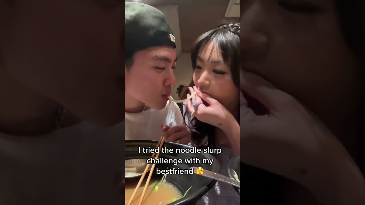 Doing the noodle challenge with my best friend 😳