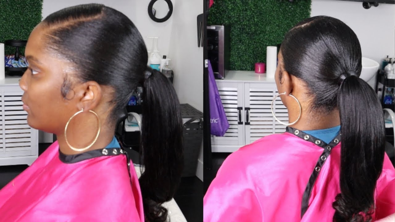 SLEEK PONYTAIL ON NATURAL HAIR | 4C HAIR