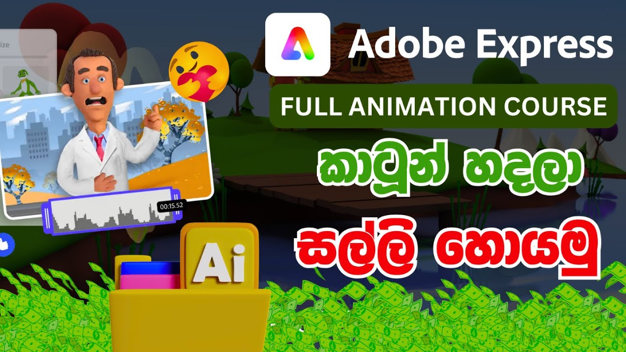 Cartoons හදලා  ඉක්මනින් වීවිස් සබ්ස්ක්‍රයිබ් ගමු  ගන්නේ | Adobe Express  Tutorial for Beginners
