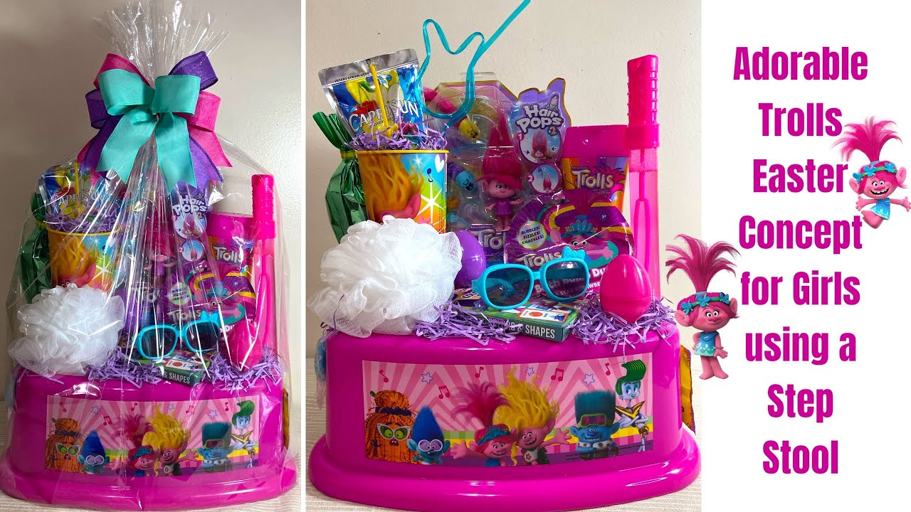 Adorable Trolls Easter Concept for Girls using a Step Stool
