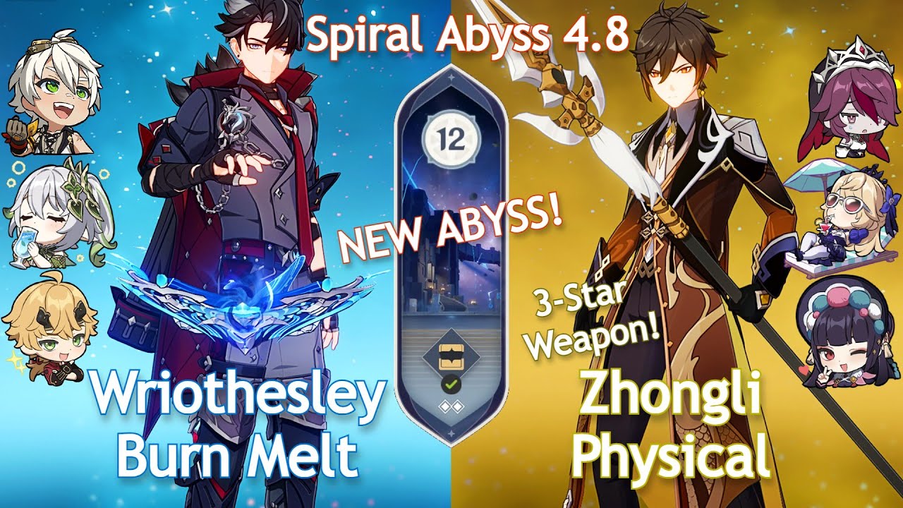 NEW Spiral Abyss 4.8! C1 Wriothesley Burn Melt x C0 Zhongli Physical | Floor 12 | Genshin Impact