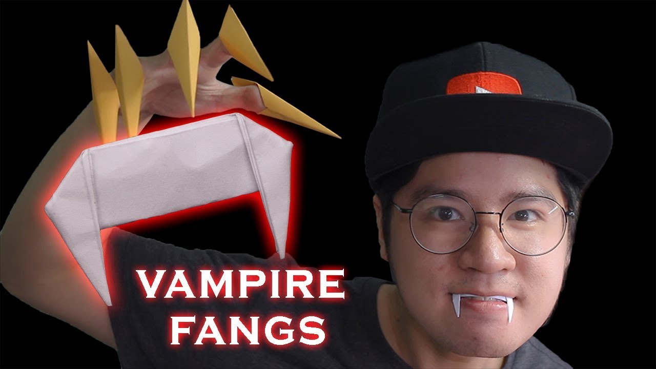 How to make paper Origami dracula vampire fangs teeth Halloween