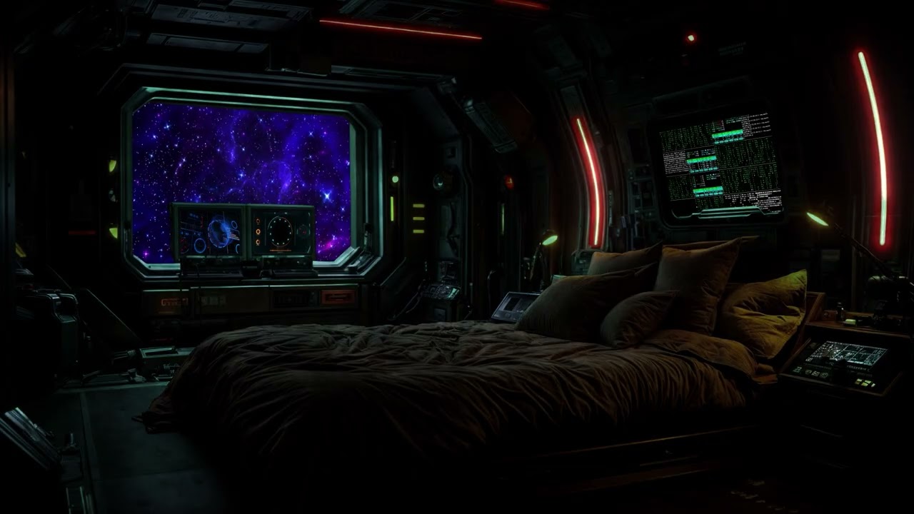 🌌 Drifting to Sleep in a Deep Space Station | Dark Sci-Fi White Noise 😴(No Ads)