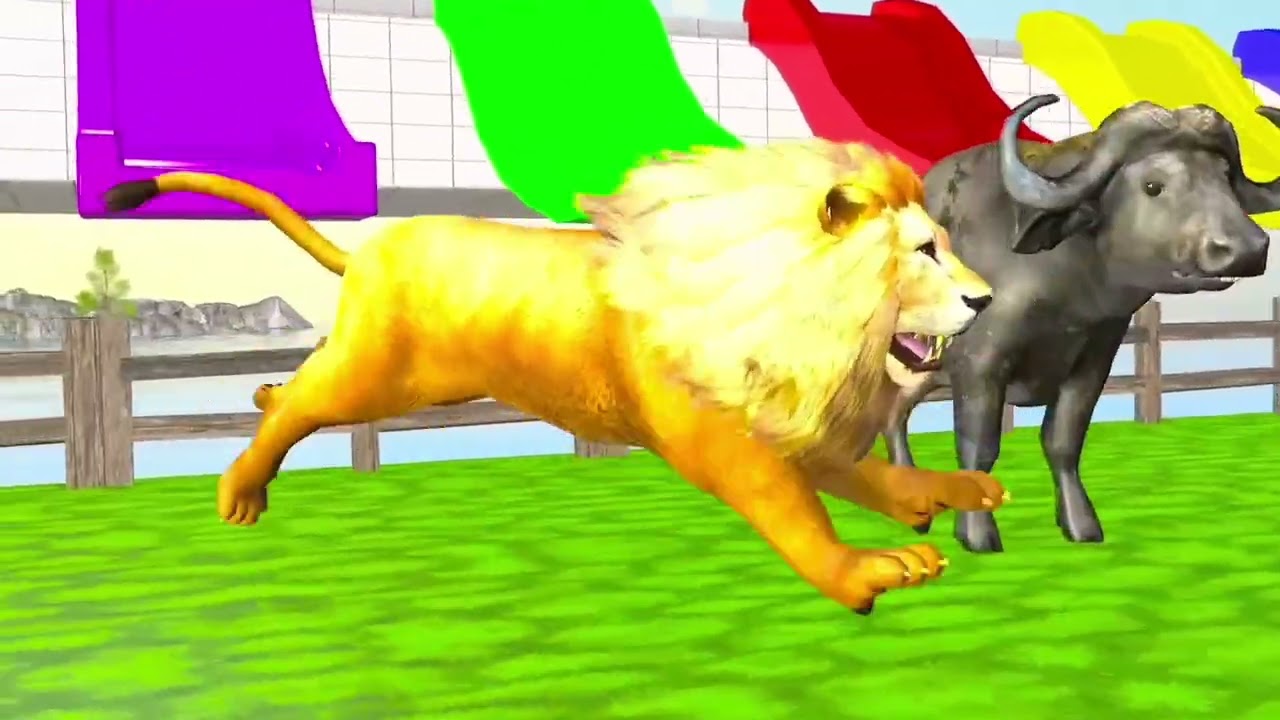 Animal Fountain Crossing 3d Reverse | Lion | Tiger | Dinosaur | Hippo