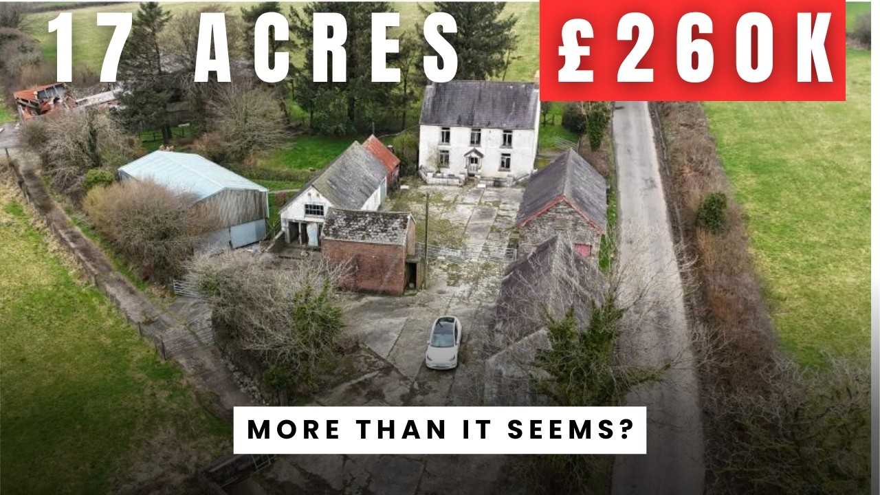 17 Acre Mini Farm + 4 Bed Farmhouse + Lots of Barns - £260K Guide Price!