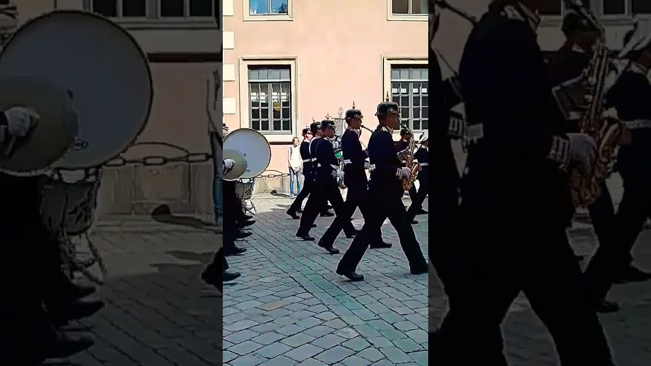 Royal Swedish Guard band marching at Stockholm palace! #newvideo #shorts #sweden #royal #ytshorts