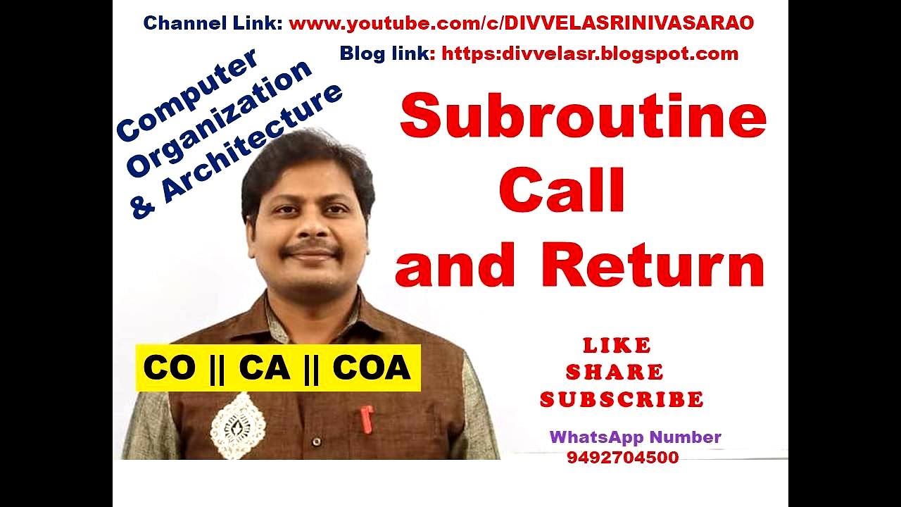 Subroutine Call and Return || Program Control  || Computer Organization || Computer Architecture