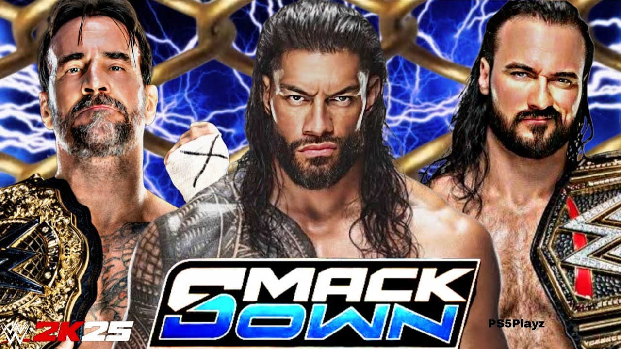 Roman Reigns vs Cm Punk vs Drew Mcintyre Wwe Smack Down 13 Feb 2026 Triple WWE2k25 - PS5 4K GamePlay
