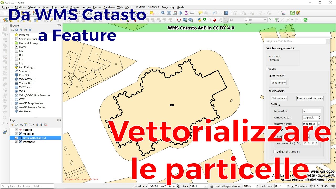 WMS Catasto vettorializzazione particelle con QGIS