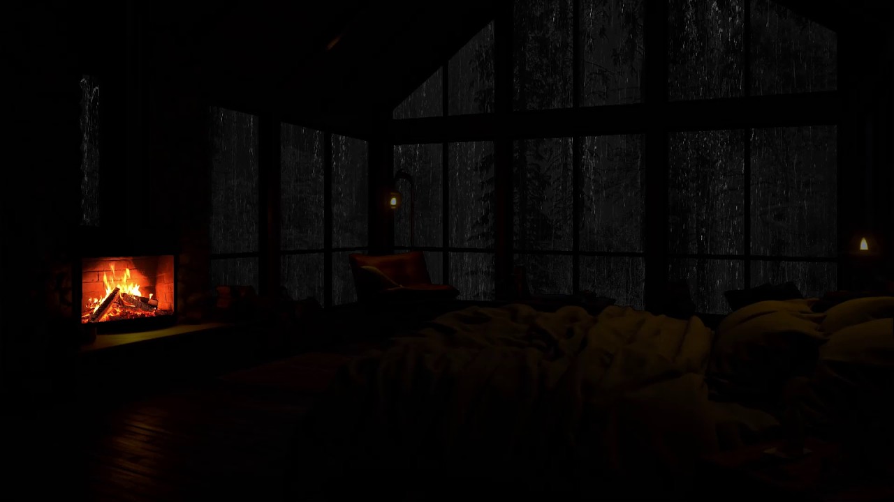Relaxing Rain and Fireplace Sounds for Nighttime Study and Work