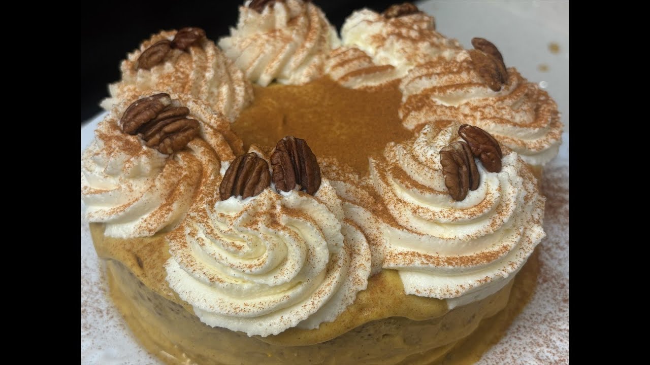 Pumpkin Pecan Cream Cake (Thanksgiving Dessert)