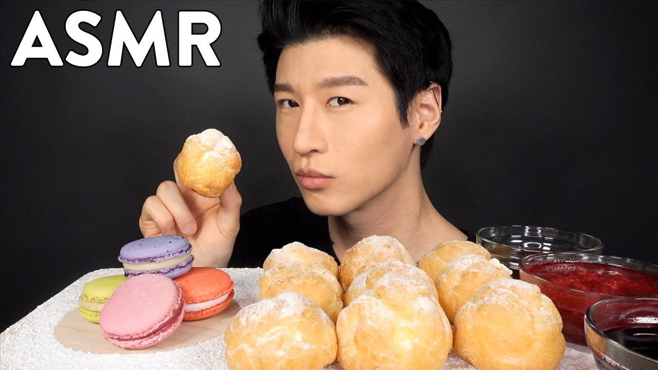 *ASMR* CREAM PUFFS & MACARONS (Whispering) Soft Eating Sounds | Zach Choi ASMR