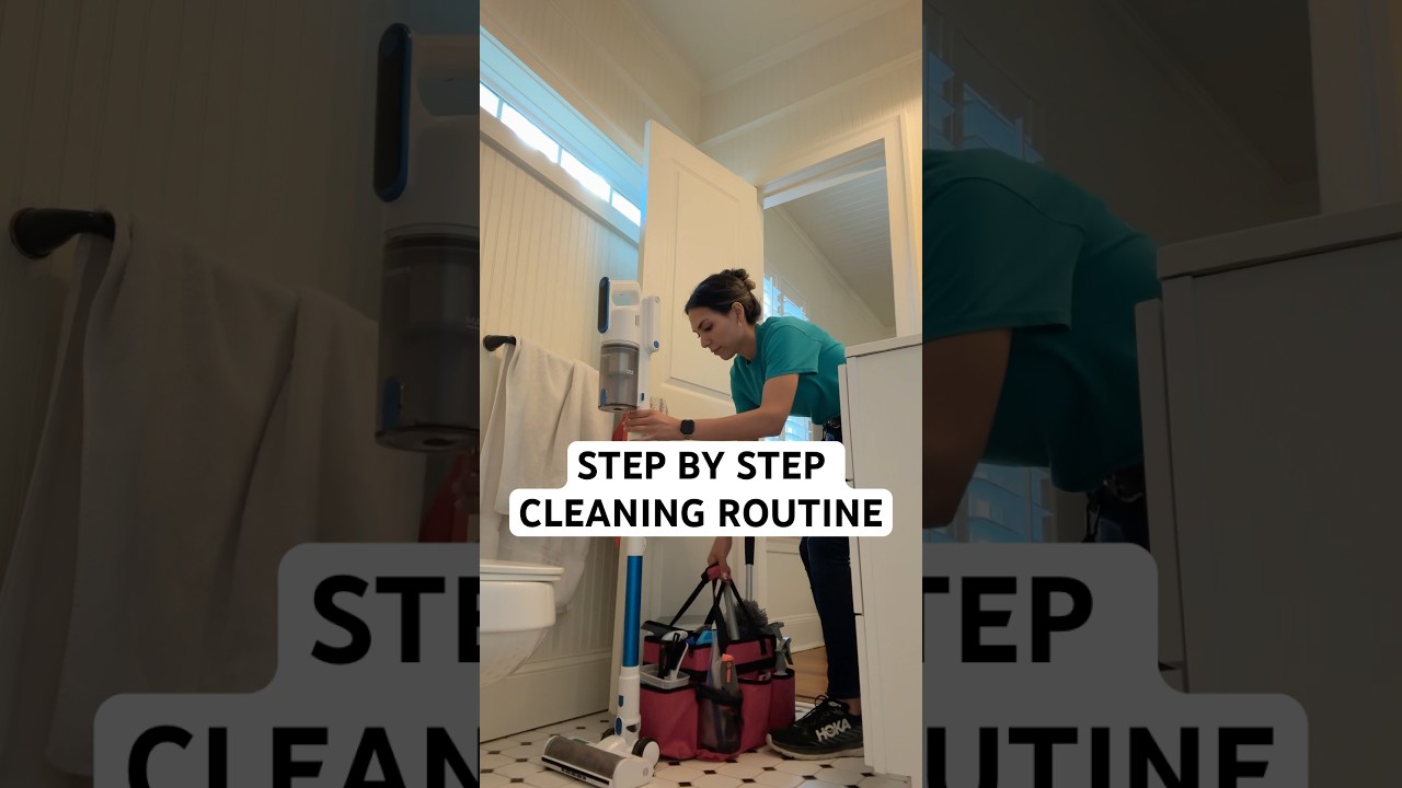 Step-by-step bathroom cleaning tutorial! #bathroomdeepclean #cleaningroutine #cleaningroutinevlog
