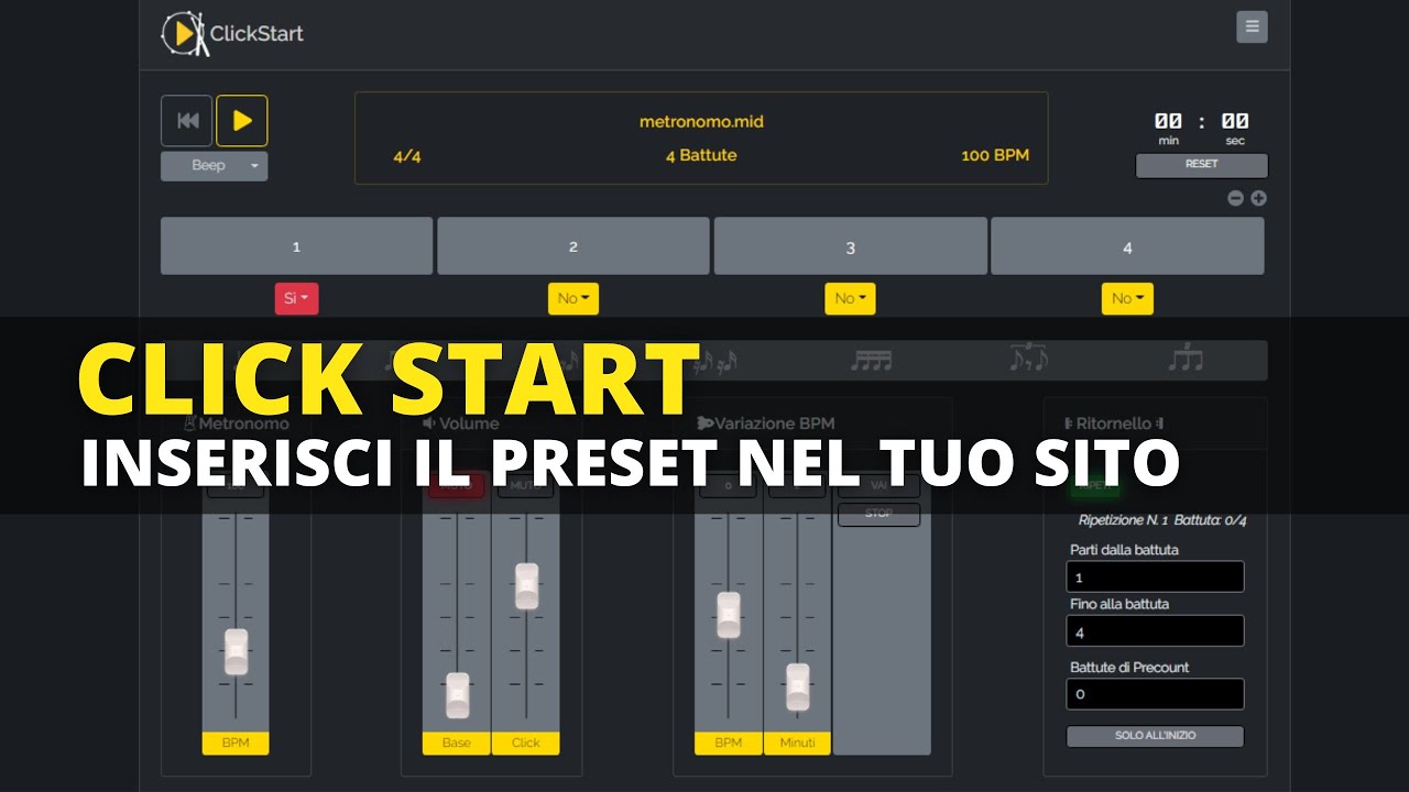 CLICKSTART - metronomo e lettore midi per studiare la BATTERIA - embed code #14