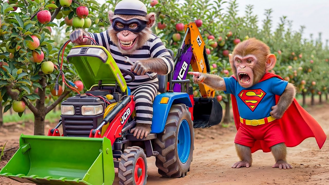 😱 Just 1 Minute of Carelessness… Chimpanzee Steals JCB Motorcycle & a Crazy Chase ensues