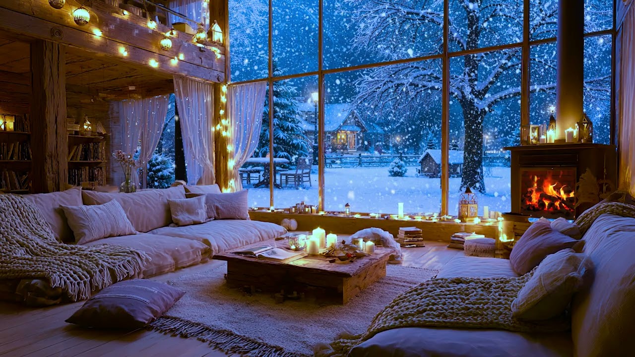 Snowy Window Jazz ❄️ 3 Hours Chill Out Jazz Music | Cozy Winter Study & Sleep Ambience