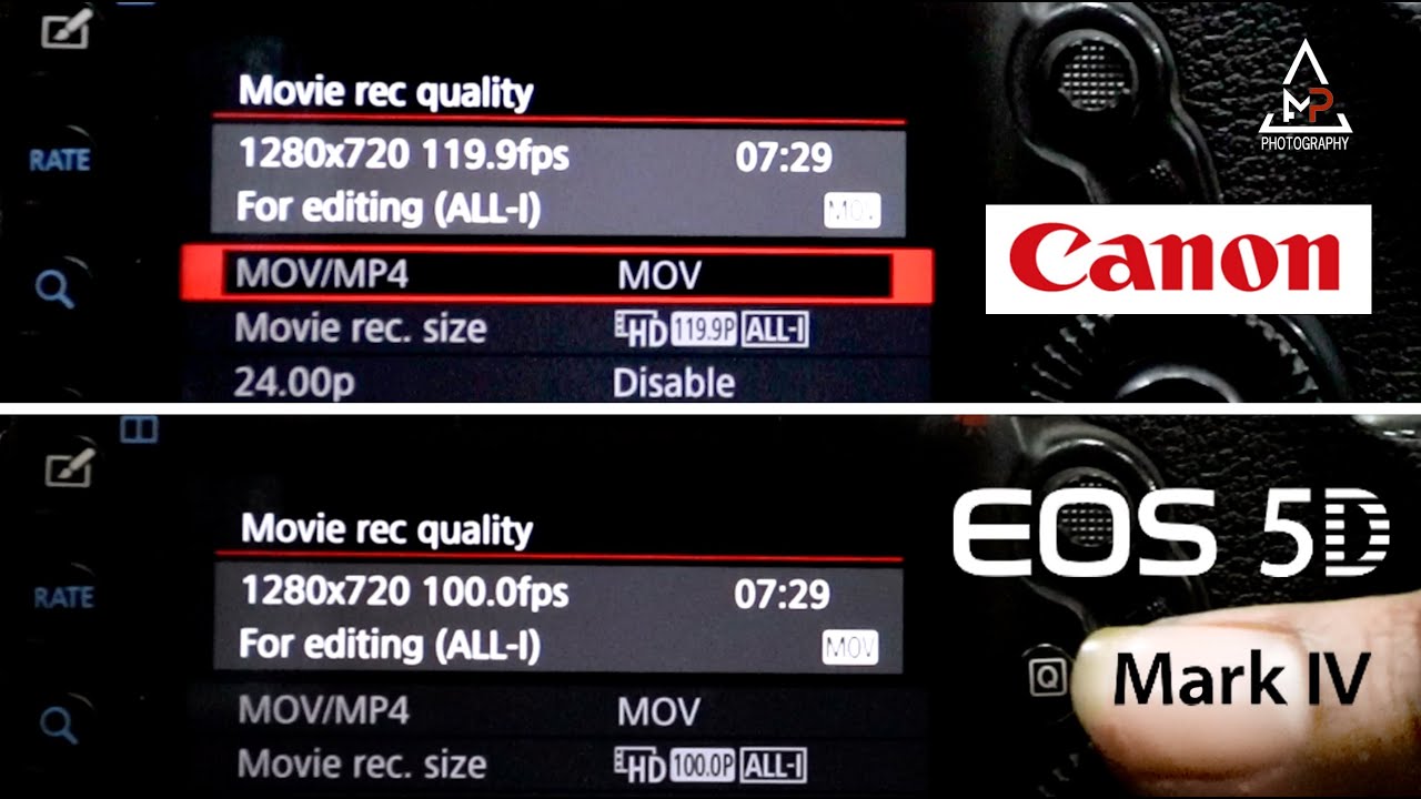 Canon 5d Mark iv  100 शटर और 120 fps Video Slow Motion Setting