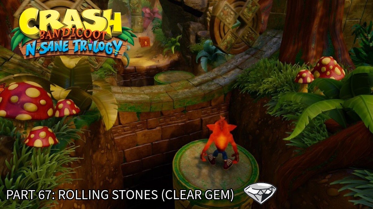 Crash Bandicoot 1 (N. Sane trilogy). 100% Walkthrough Part 67 - Rolling stones (Clear gem)