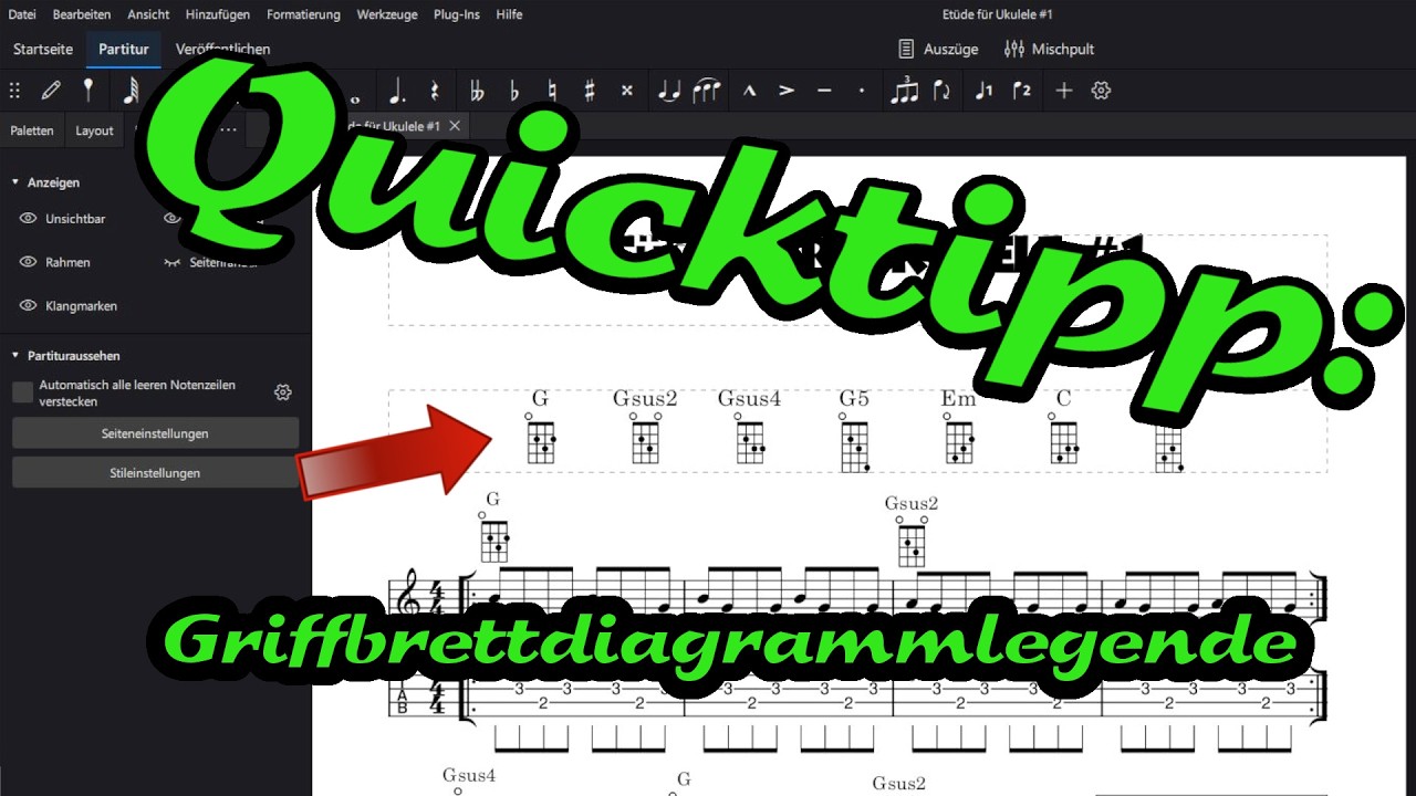 Griffbrettdiagrammlegende // Musescore Studio Quicktipp