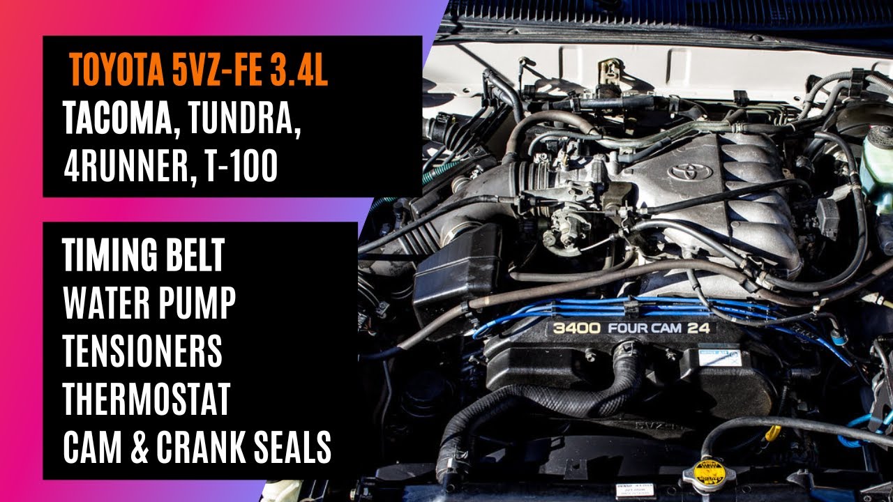 Toyota 4Runner 96-02: замена ремня ГРМ 5VZ-FE 3.4L, водяного насоса, натяжителей, сальников распр...
