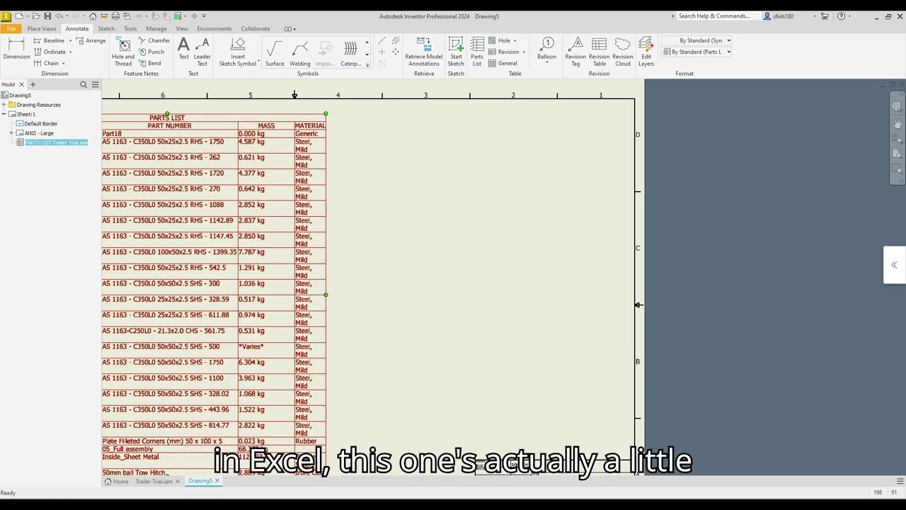 Creating a Parts List with Materials & Mass. Autodesk Inventor