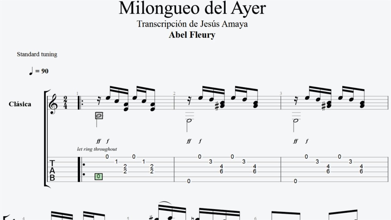 Milongueo del Ayer - Abel Fleury - Tablatura por Jesús Amaya...