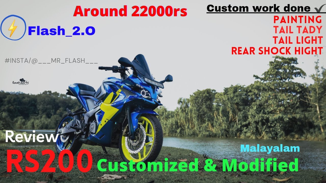 Rs200 modification review in malayalam /flash 2.O/arunooppzz/bajaj pulser rs200 /bs4