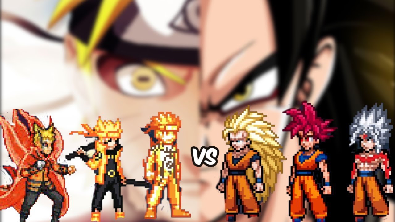 Goku  (All Forms) vs Naruto (All Forms) In Jump Force Mugen V11
