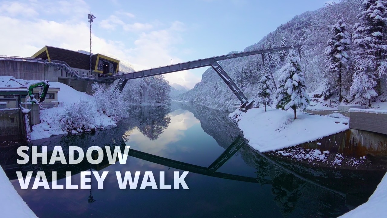 Winter Valley in Mountain Shade 4K | Muotathal Peaceful Snow Walk