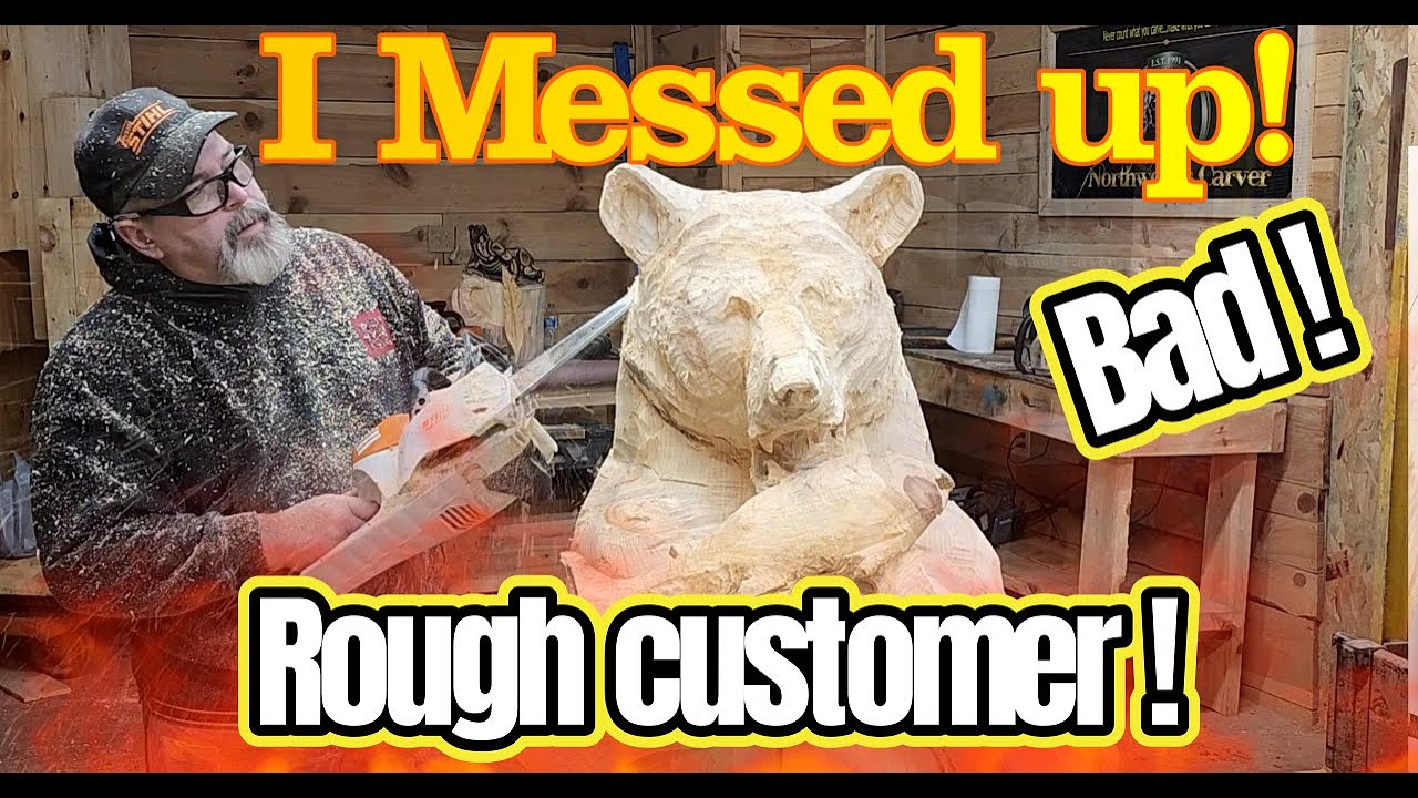 Chainsaw carving  I messed up bad! Rough customer!