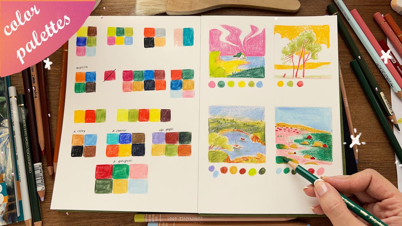 How to choose COLOR PALETTES for your illustrations + quick studies in colored pencils