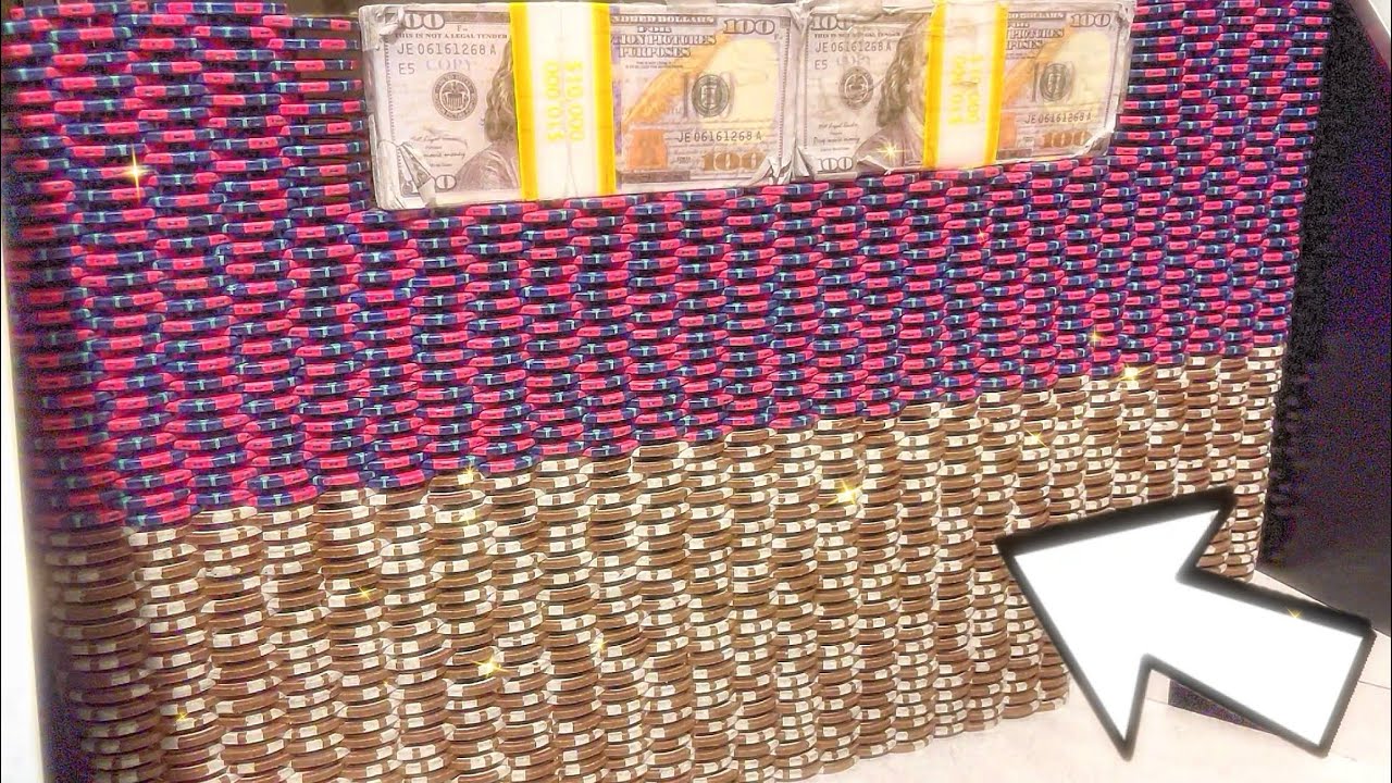 KNOCKING DOWN THE “WORLD’S LARGEST” POKER CHIP WALL INSIDE THE COIN PUSHER MACHINE! (MEGA JACKPOT)