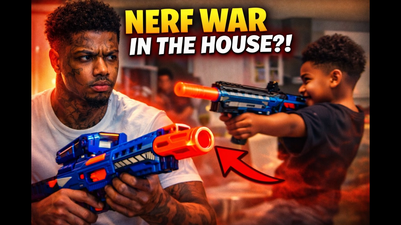Blueface, Jaidyn & Poppa Blue Start a Nerf Gun War in the House 😂