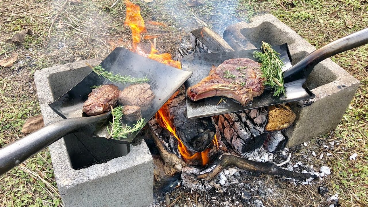 Cooking Steak On A Shovel