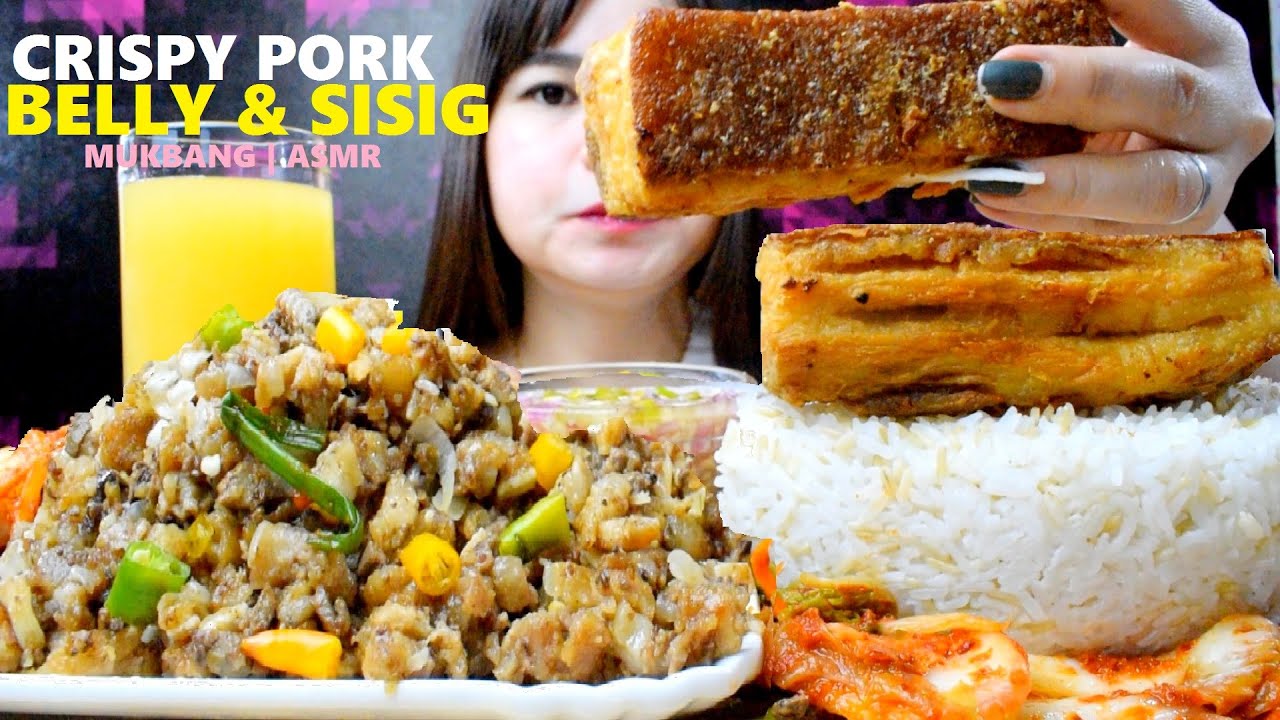 MUKBANG EATING CRISPY PORK BELLY & SISIG | MUKBANG PHILIPPINES | HANIMACE TV