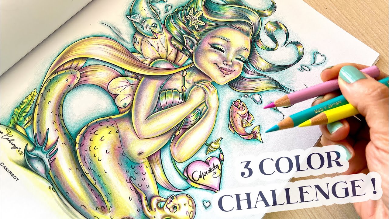 Sea Fae 3 COLOR CHALLENGE - Coloring with 3 Colors ONLY! - REAL TIME (ASMR - No Music)