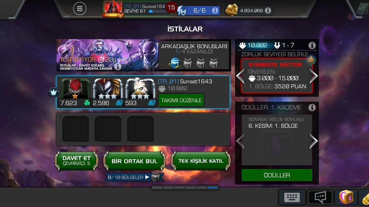 MCoC- Yeni İstila Nasıl Fullenir? Sembiyotlar Macera Zamanı 30. Bölge ve Kullanılan Hekler 