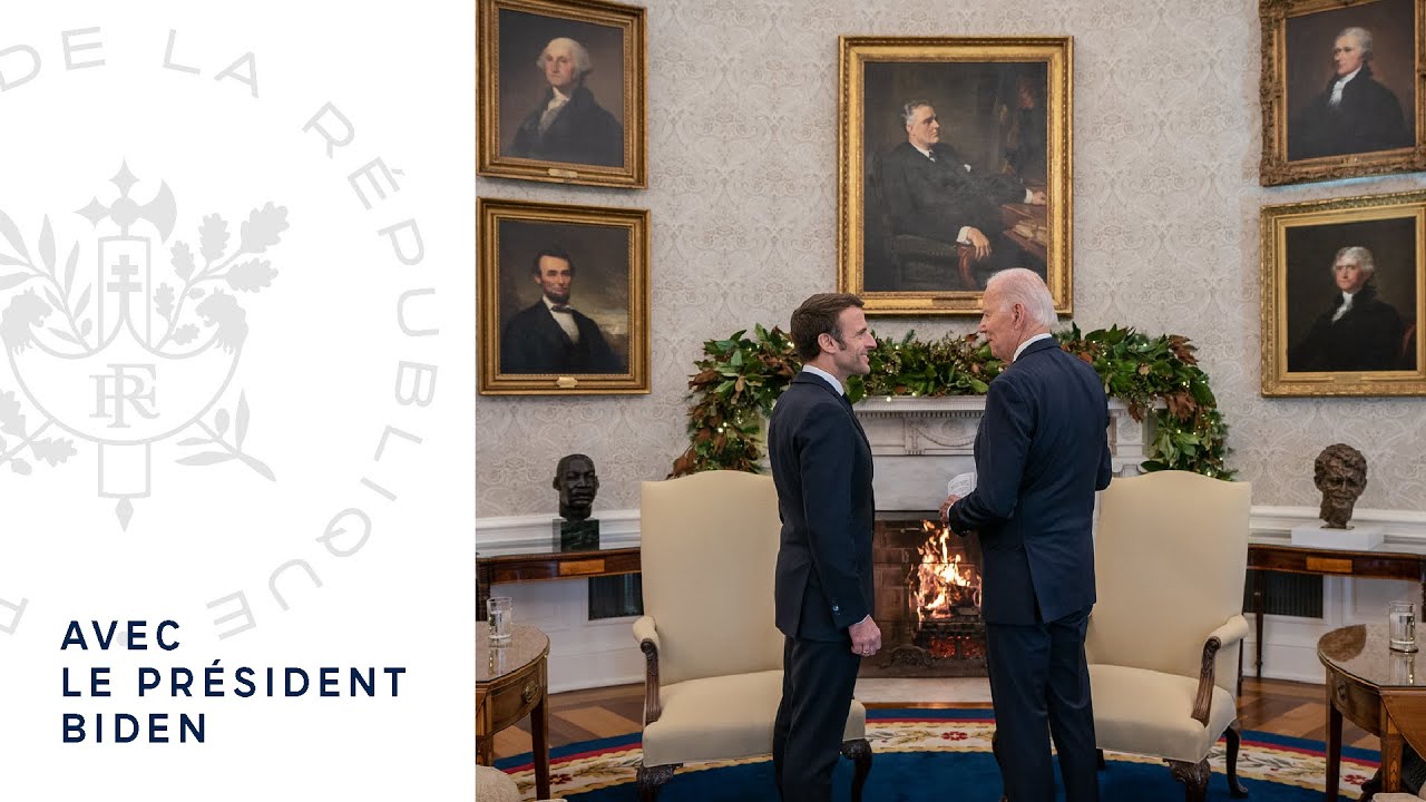 Le Président Macron et le Président Biden s'expriment avant leur entretien.
