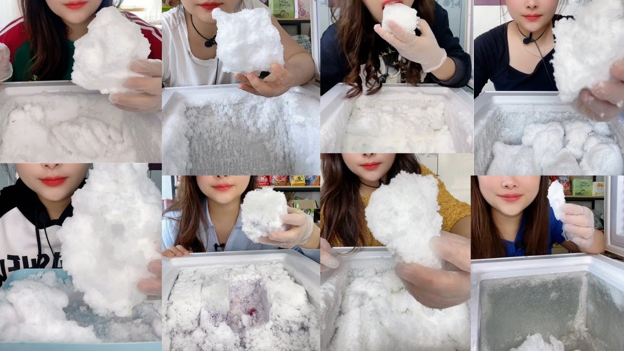 ASMR ICE EATING || HER SOLO🔷FREEZER FROST EATING🥶SATISFYING SOFT CRUNCHY❄️FROST BITES ASMR🧊