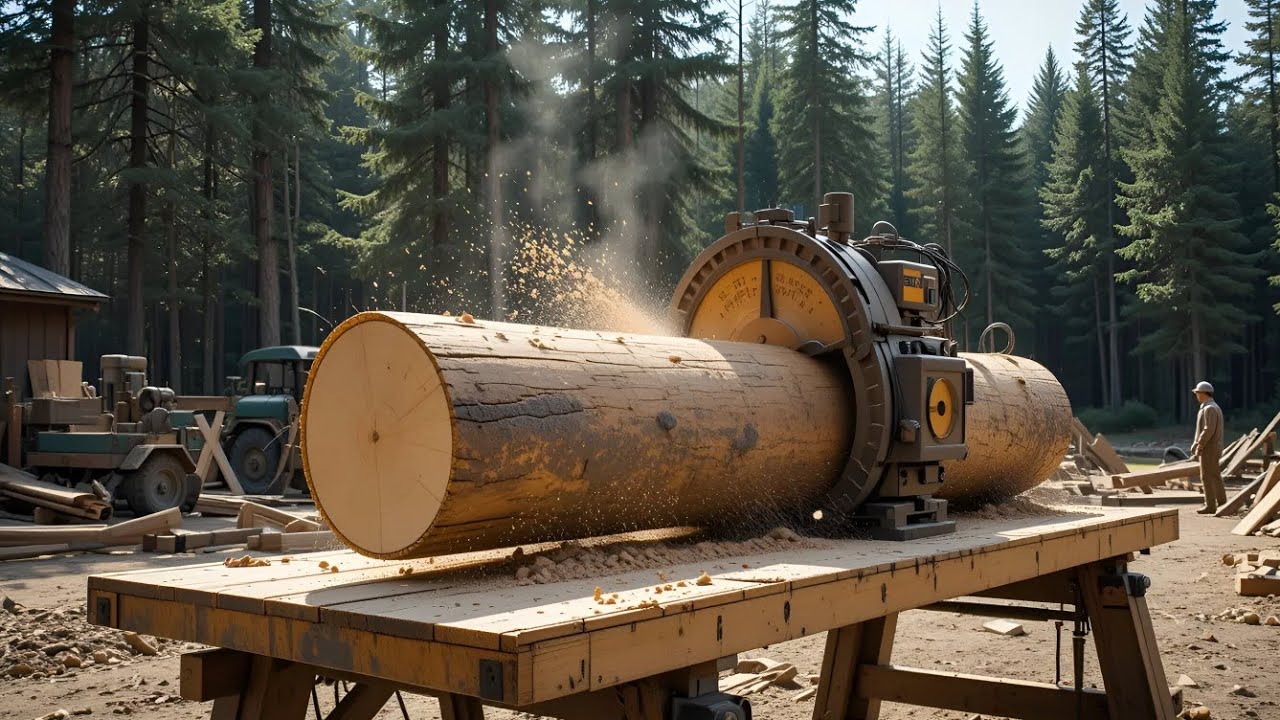 Giant Saw Machine Cutting Huge Tree Log | Amazing Wood Cutting Process