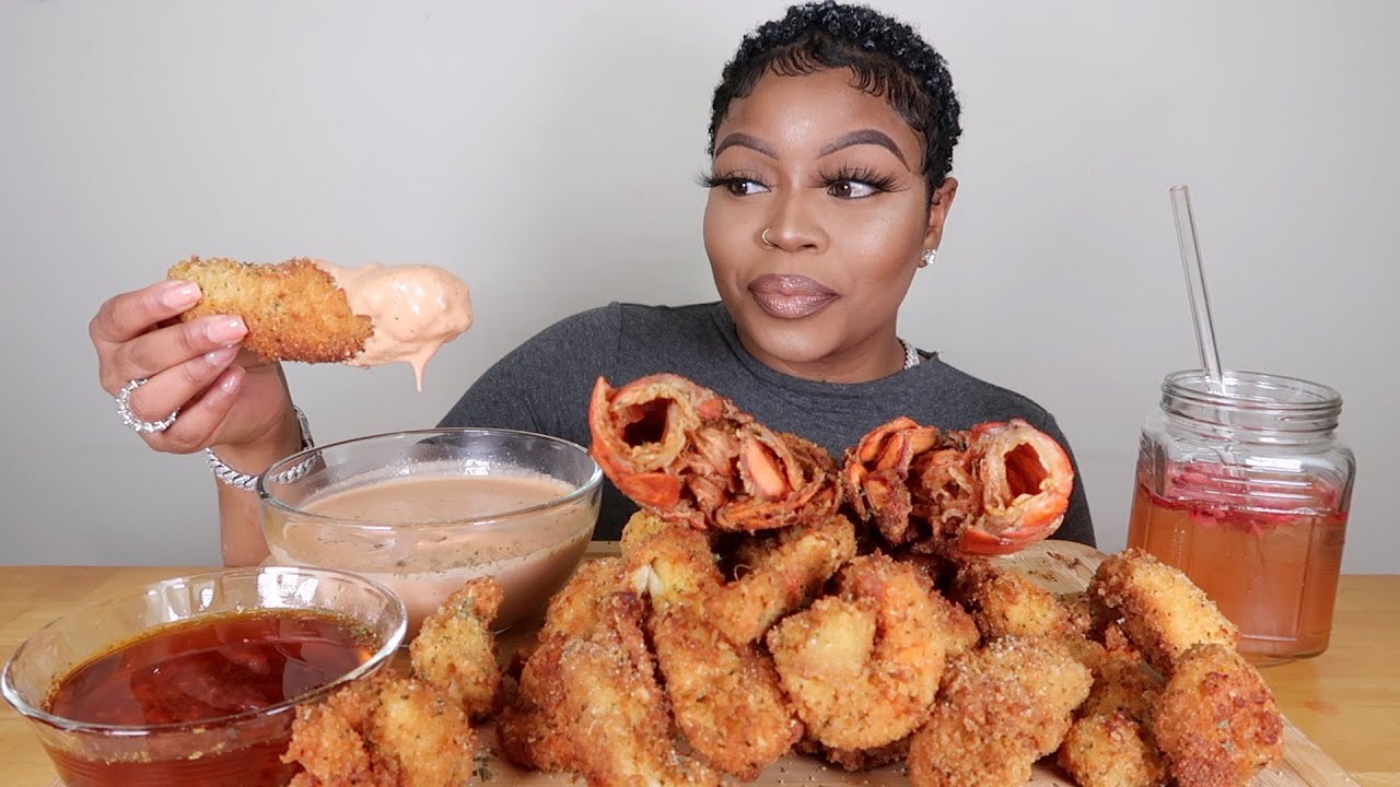 DEEP FRIED KING CRAB LEG MUKBANG/ SEAFOOD BOIL W/ QuttieQue Sauce