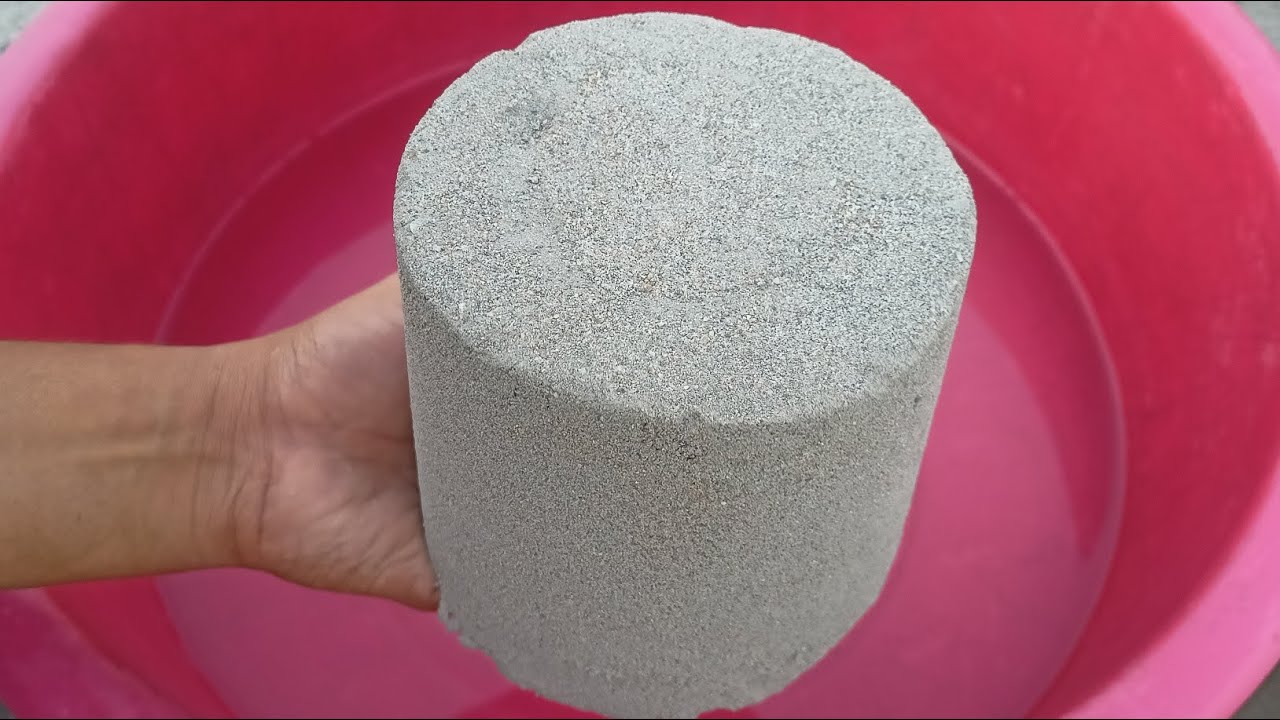 ASMR Very Soft Dusty 💫😍 Sand Cement Cylinders Crumble on Lots Of Water 🌊🌀💦💦🌀🌀💦🌀