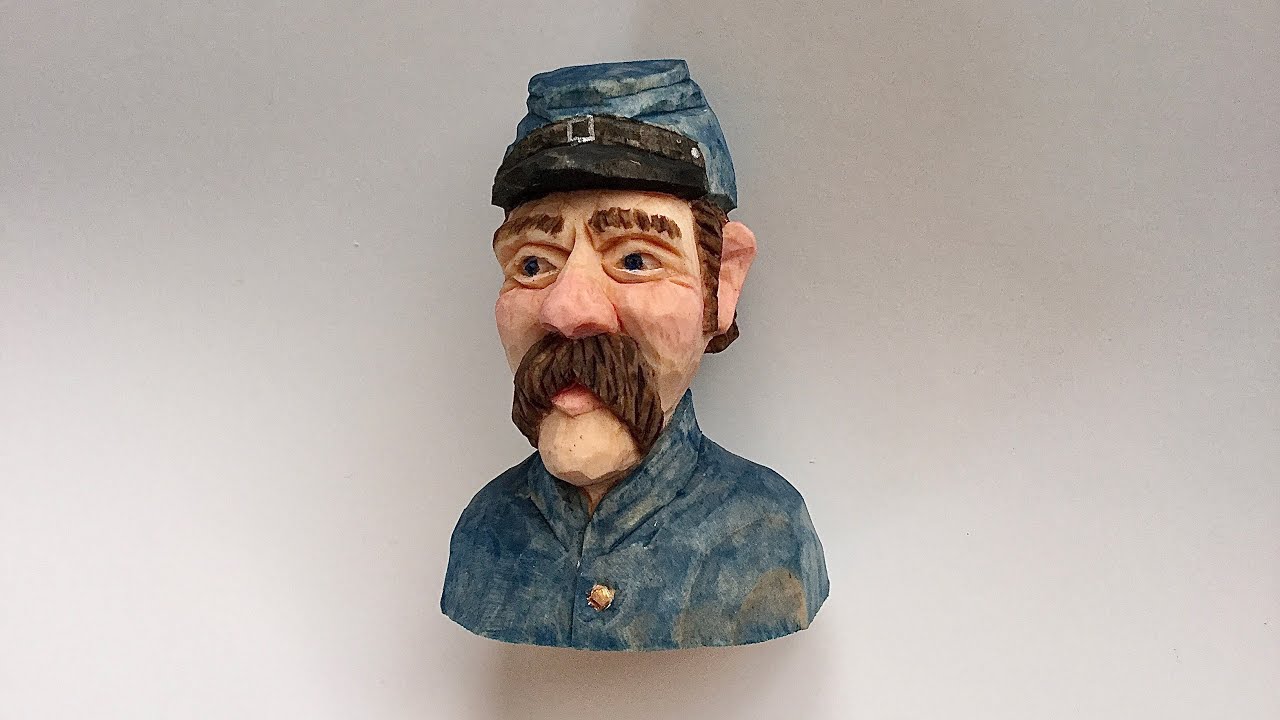 Whittling a Civil War Soldier Bust